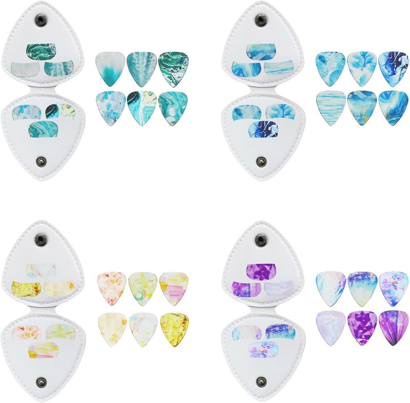 PU Leather Guitar Pick Holder with 6 Picks Guitars Organizers Plectrums Carry Pouches Picks Storage Pouches Holder Bag - Image 3