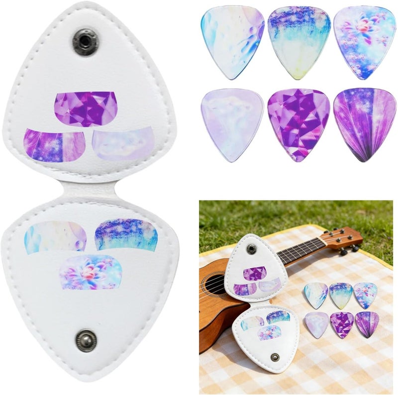 PU Leather Guitar Pick Holder with 6 Picks Guitars Organizers Plectrums Carry Pouches Picks Storage Pouches Holder Bag - Image 2