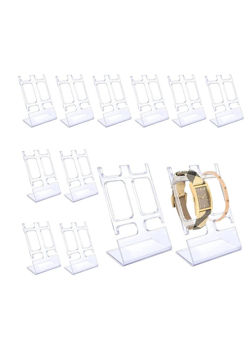 Y&D Watch Display Stand 12 Pcs Clear Acrylic Displays Stands Showcases 2 Slots Stand Transparent Bracelet for Bedroom or Store Usage - Image 1