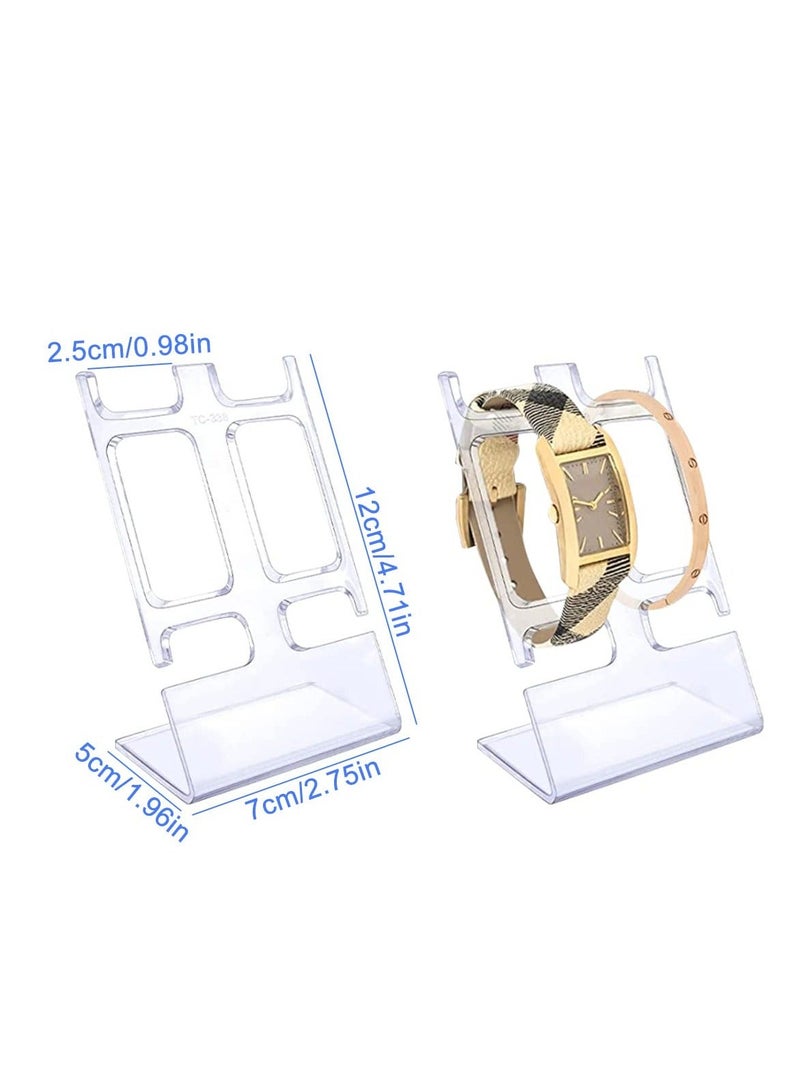 Y&D Watch Display Stand 12 Pcs Clear Acrylic Displays Stands Showcases 2 Slots Stand Transparent Bracelet for Bedroom or Store Usage - Image 2