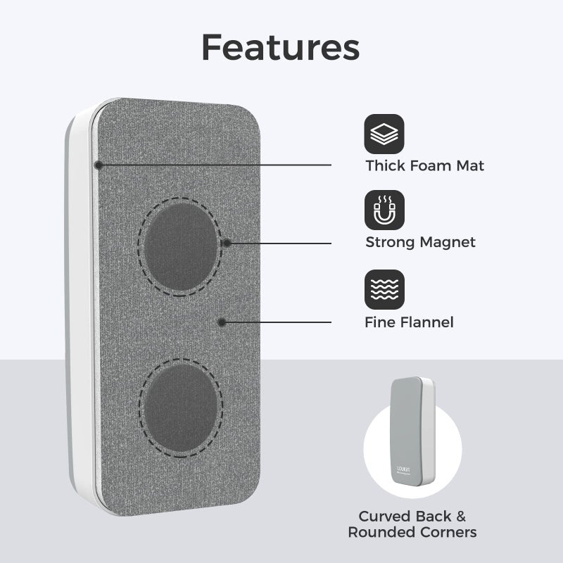 Loukin ممحاة لوكين المغناطيسية للتخطيط الجاف، ممحاة لوح أبيض، مزيل لوح زجاجي، 3.4 أونصة سائلة من منظف اللوح الأبيض، للاستخدام في الفصول الدراسية، المنزل والمكتب (رمادي) - Image 3