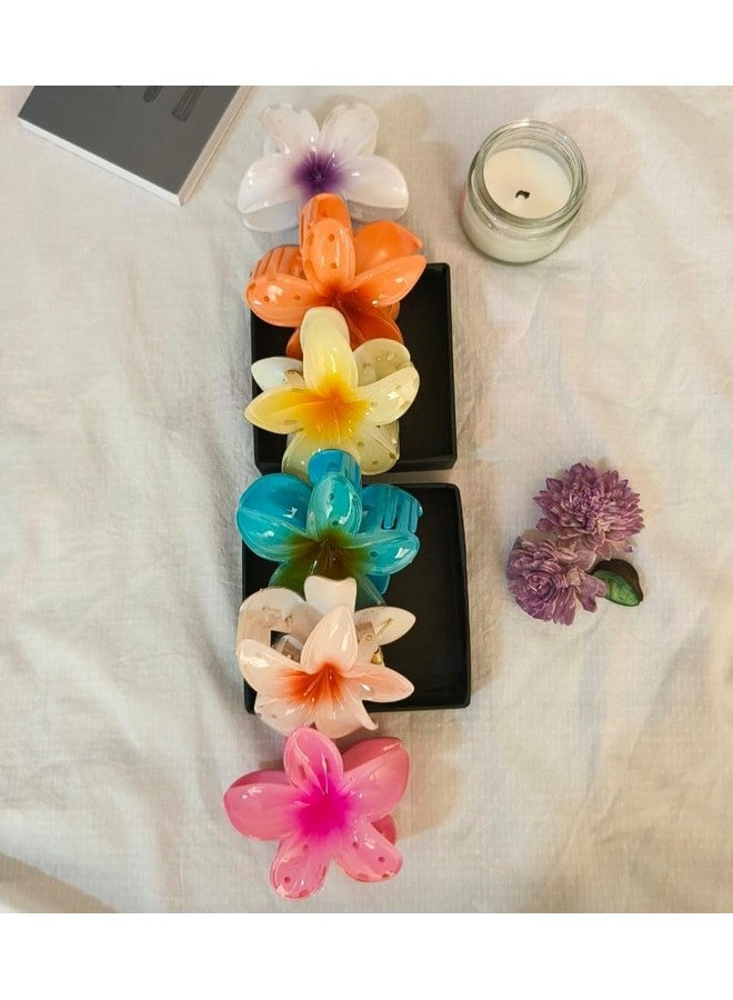 BlissAura Bliss Aura® 4 Pcs Flower Claw Clips - Hair Clips For Women - Dual Tone Flower Clutcher for Hair, Hair Accessories for Women/Girls, Flower Hair Clutchers, Double Hair Claw (Multicolor) - Image 1