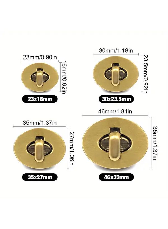 Light Golden 30x23 5mm مشبك بيضاوي قفل دوار لحقائب DIY وحافظات النقود - Image 2