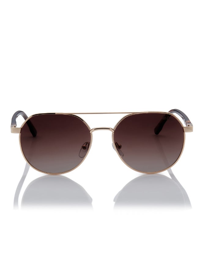 Lee Cooper Unisex Polarized Sunglasses Gold Frame Gradient Brown Mirror Lens 56mm  - LC1206C01 - Image 1