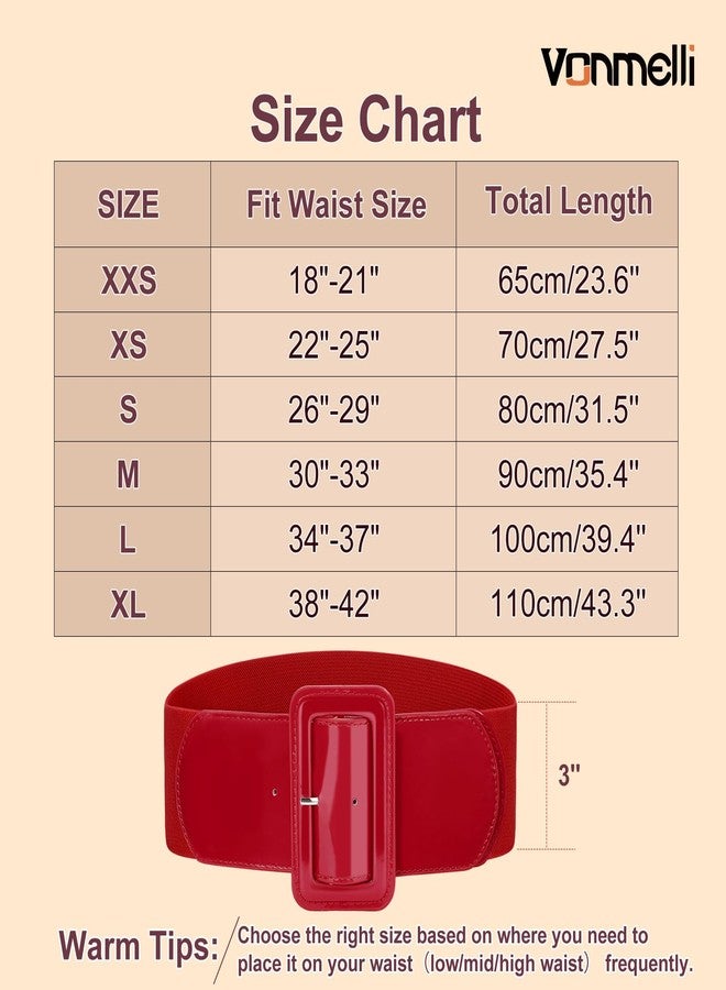VONMELLI Stretchy Wide Women Belts Elastic Vinatge Red Belts for Women Fashion Ladies Waist Belt for Dress, L - Image 5