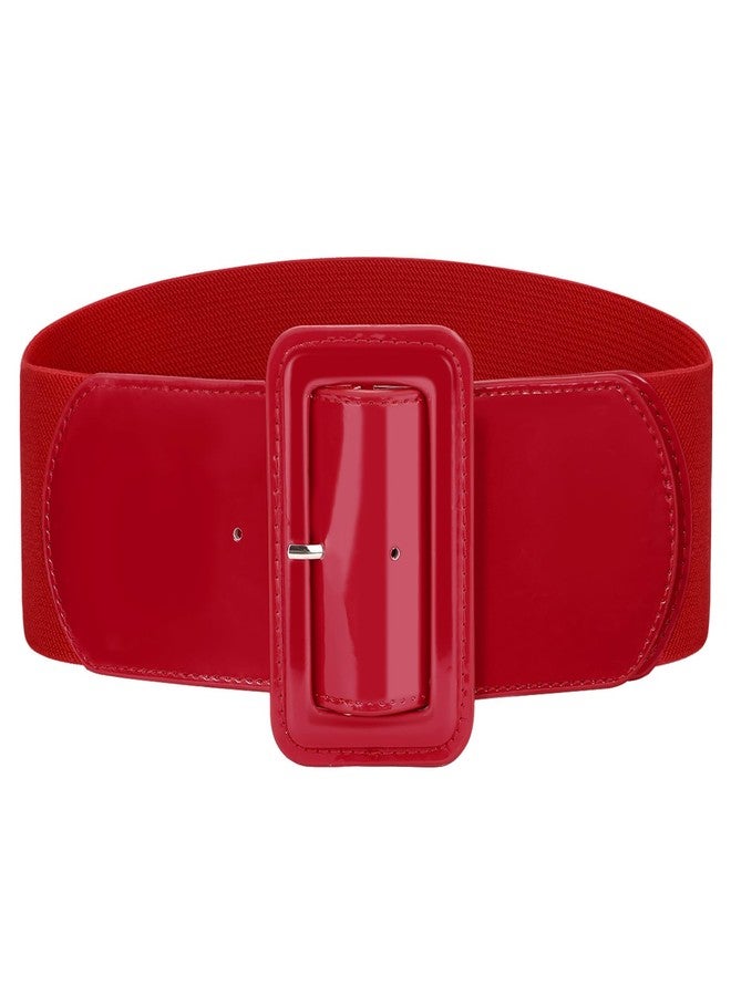 VONMELLI Stretchy Wide Women Belts Elastic Vinatge Red Belts for Women Fashion Ladies Waist Belt for Dress, L - Image 1