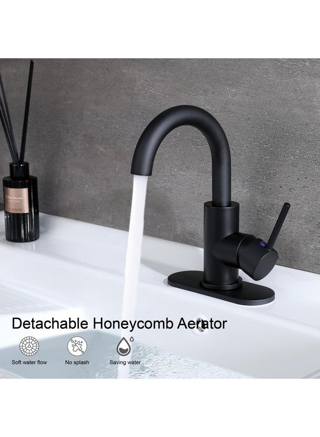 RKF Single-Handle Bathroom Sink Faucet, Swivel Spout, with Pop-up Drain with Overflow and Supply Hose,Bar Sink Faucet,Small Kitchen Faucet Tap,Matte Black,BF3501P-MB - Image 2