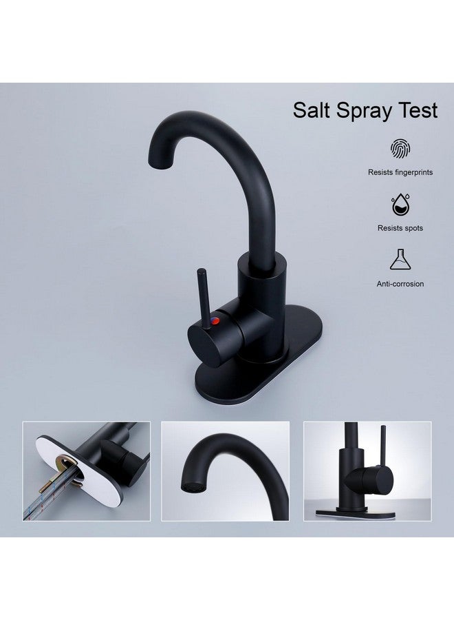 RKF Single-Handle Bathroom Sink Faucet, Swivel Spout, with Pop-up Drain with Overflow and Supply Hose,Bar Sink Faucet,Small Kitchen Faucet Tap,Matte Black,BF3501P-MB - Image 4