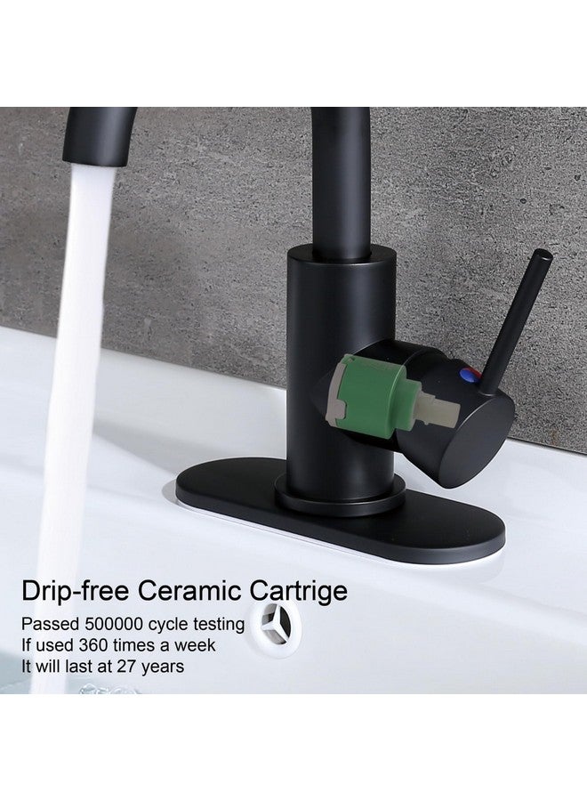 RKF Single-Handle Bathroom Sink Faucet, Swivel Spout, with Pop-up Drain with Overflow and Supply Hose,Bar Sink Faucet,Small Kitchen Faucet Tap,Matte Black,BF3501P-MB - Image 3