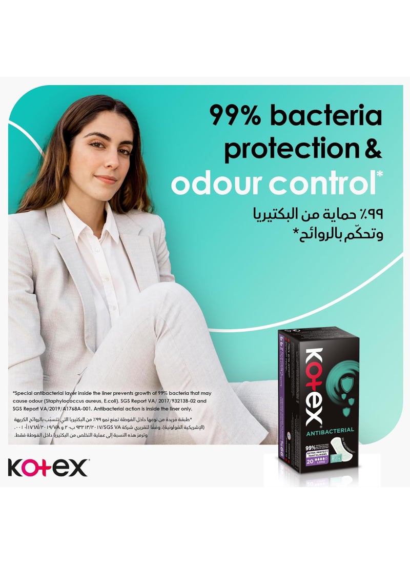 Kotex Antibacterial Panty Liners, 99% Protection from Bacteria Growth, Long Size, 64 Daily Panty Liners - Image 2
