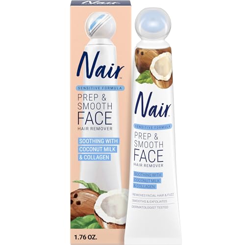 NAIR كريم إزالة الشعر الوجهي المقشر للنساء - حل لبشرة ناعمة مع الكولاجين للعناية بالبشرة الحساسة - Image 1
