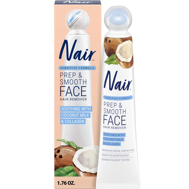 NAIR كريم إزالة الشعر الوجهي المقشر للنساء - حل لبشرة ناعمة مع الكولاجين للعناية بالبشرة الحساسة - Image 2