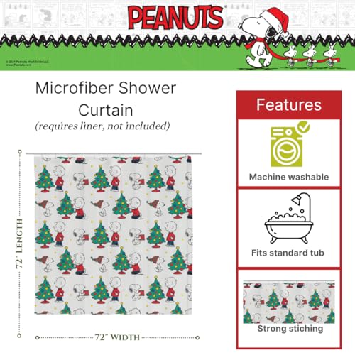 Franco Peanuts Holiday Christmas 13Piece Shower Curtain Set 72 x 72 Inch Fabric Curtain with Hooks Bathroom Decor Machine Washable 100 Officially Licensed Product by Franco Collectibles - Image 3