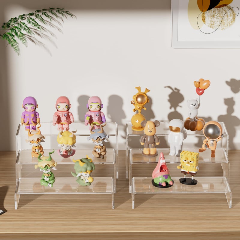 Aminigram Large Acrylic Display Risers, 2 Set - 6 Pack (12â€L~11.6â€L~11.2â€L) Collectibles Display Shelf, Acrylic Risers Display Stands for Show Figures, Cupcake, Perfume, Jewelry, Toys - Image 3