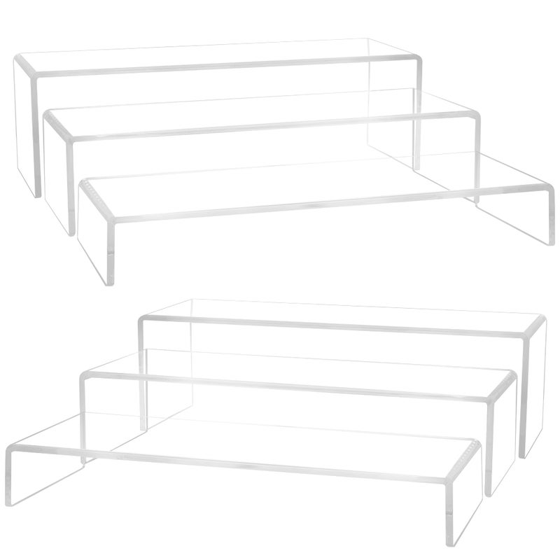 Aminigram Large Acrylic Display Risers, 2 Set - 6 Pack (12â€L~11.6â€L~11.2â€L) Collectibles Display Shelf, Acrylic Risers Display Stands for Show Figures, Cupcake, Perfume, Jewelry, Toys - Image 1