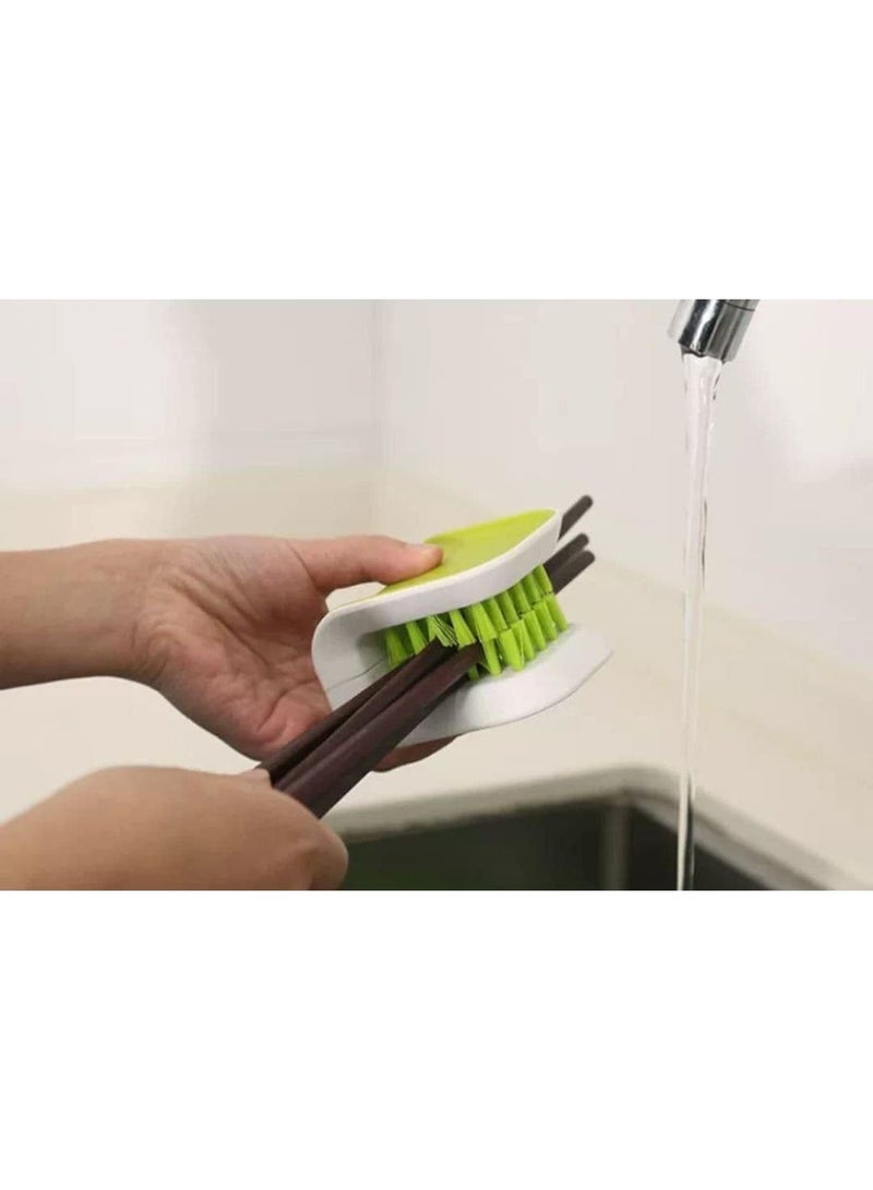 Multi-Purpose Tableware Cleaning Brush with Dual Bristles – Perfect for Knives, Forks, Spoons, and Chopsticks – Comfortable Grip, Durable Design (1 Piece) - Image 5