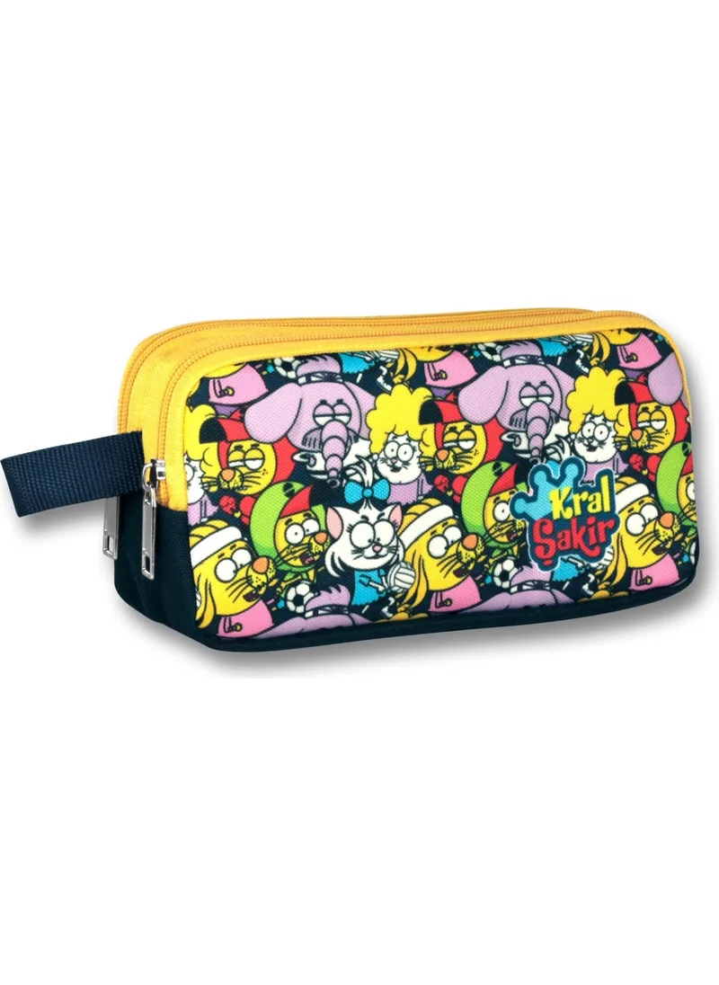 Ümit Çanta King Şakir Characters Yellow Pencil Case - Girl and Boy