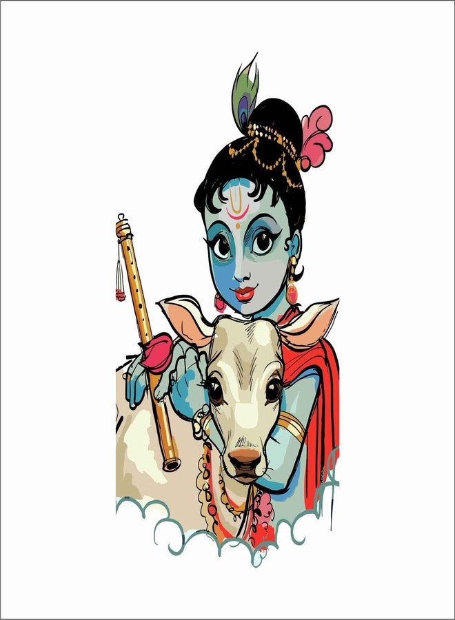 Wall Attraction Krishna Wall Sticker & Mural Sticker for wall Size - 35x58cm NBD34 - Image 3