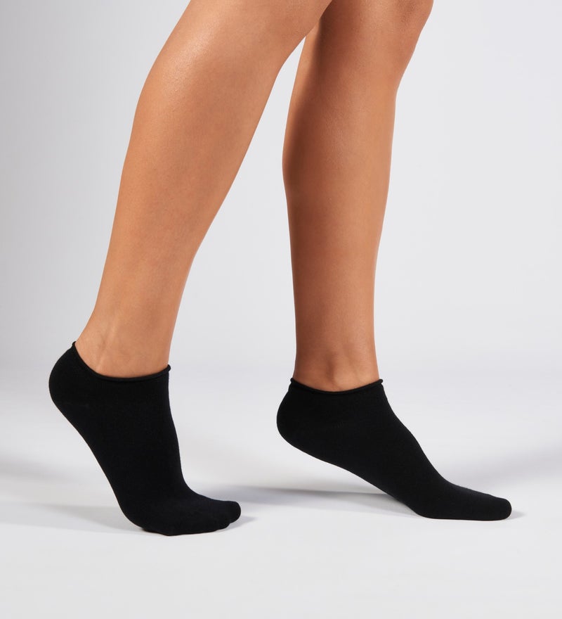 Forwena 2 Pack Black Modal Elastic Seamless Women's Booties Socks  - Image 1