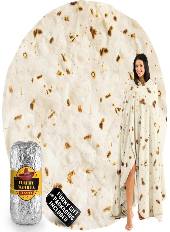 Zulay Kitchen Zulay Giant Double Sided Tortilla Blanket with Tinfoil Packaging - Novelty Blanket for Adults & Kids - Soft Flannel Round Tortilla Blanket for Indoors, Outdoors, Travel, Home, 285 GSM - 60 Inches - Image 1