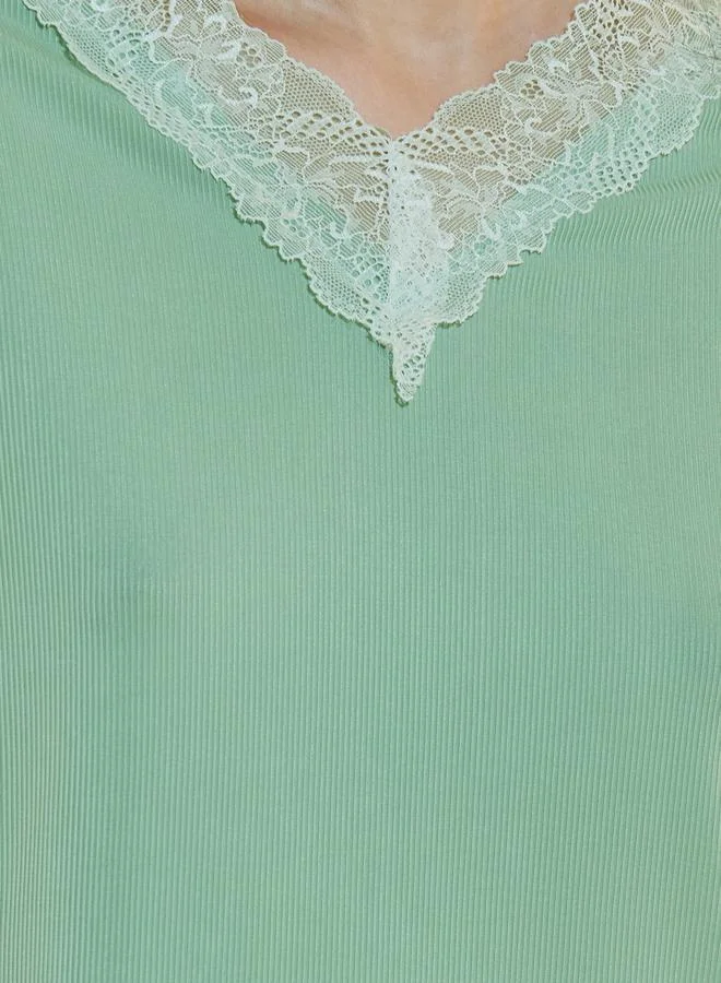 Take Two Texture Rib Lace Insert Top and Capri Set