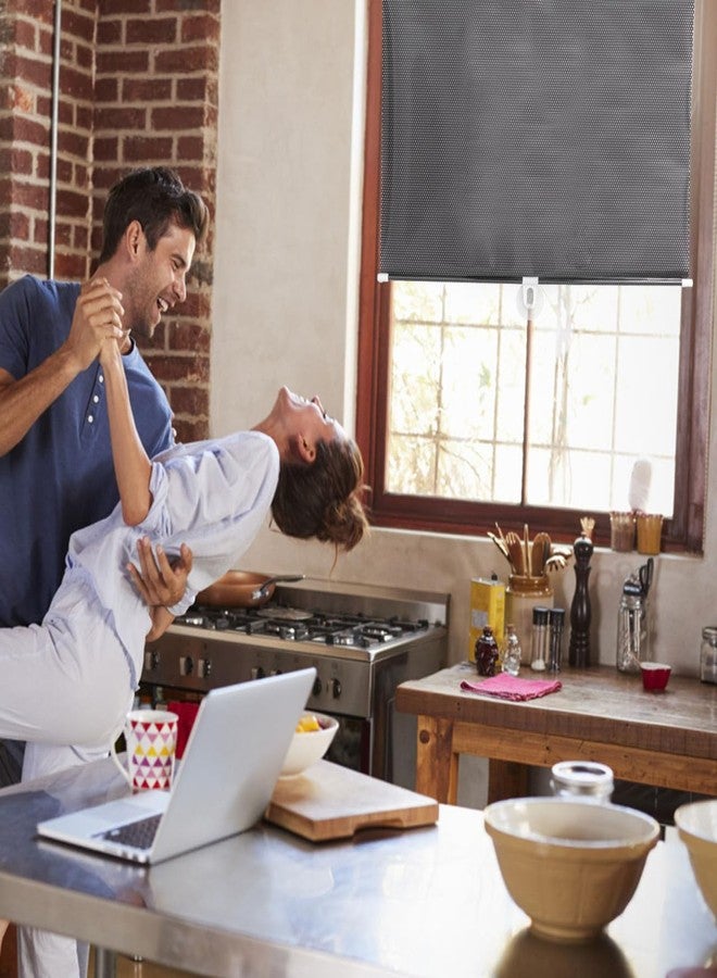 VICASKY No Drill Blackout Blind Shade with Suction Cups, Black Shade Temporary Portable Roller Window Curtain No-Drilling Blackout Blind Temporary Portable Roller Window Curtain - Image 3