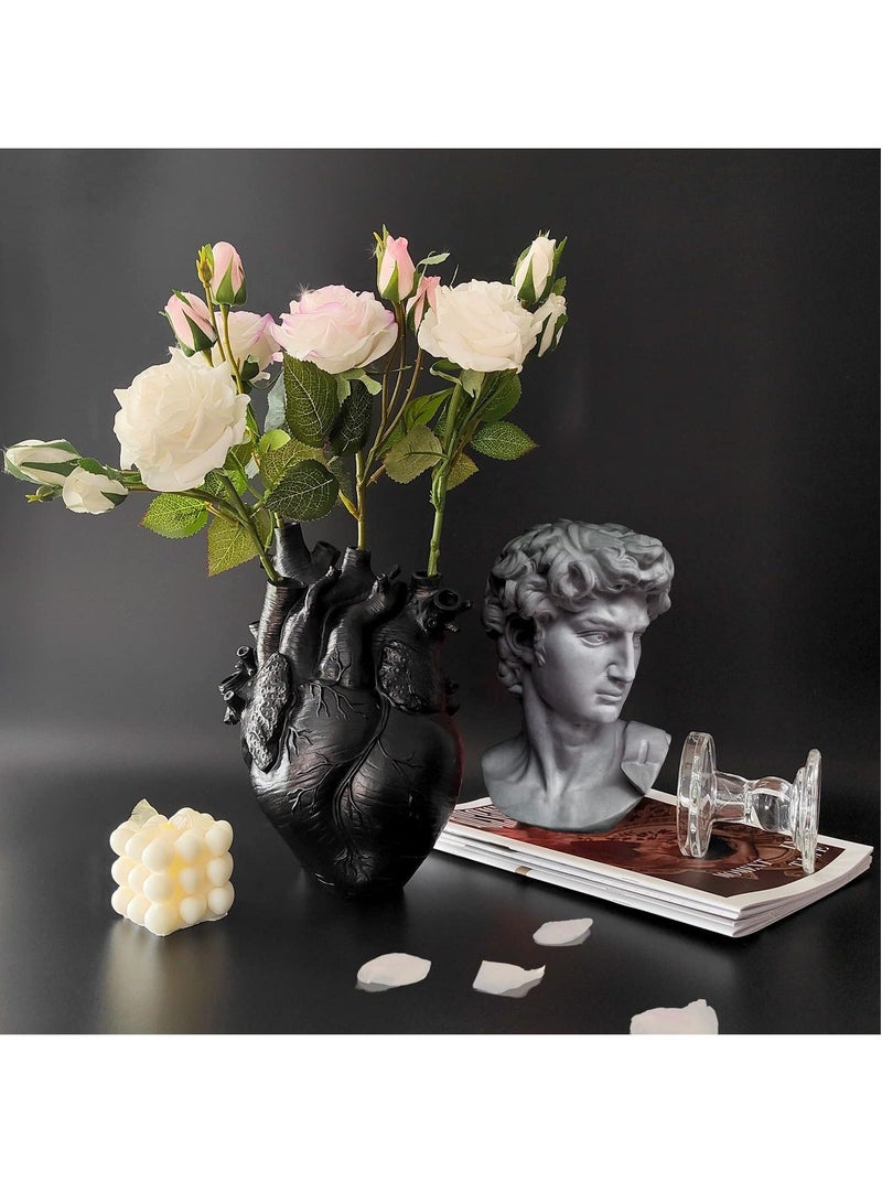 Y&D Anatomical Heart Vase Shaped Decor Resin Human for Placement of Flowers Home Living Room Decoration Black - Image 4