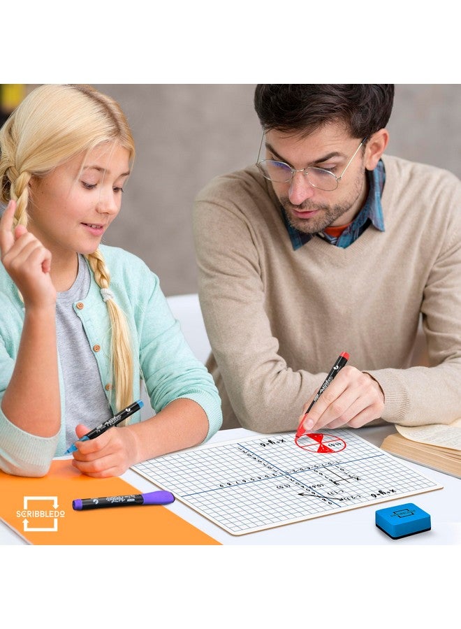 Scribbledo 24 Pack Dry Erase Xy Axis Graph Lap Boards 9” X 12” For Student And Classroom Use, Math White Board - Double Sided White Boards With 24 Erasers Included - Image 4