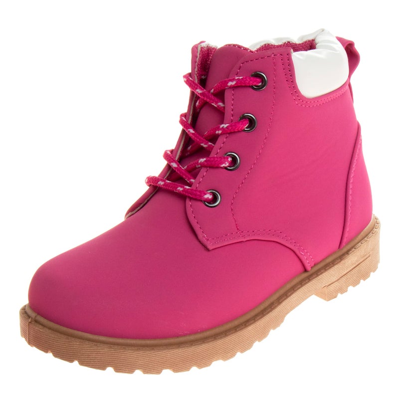 Josmo Kids Hiking Outdoor Waterproof Lace-up Comfort Outdoor Construction workboots, Fuchsia (6 Medium Toddler) - Image 1
