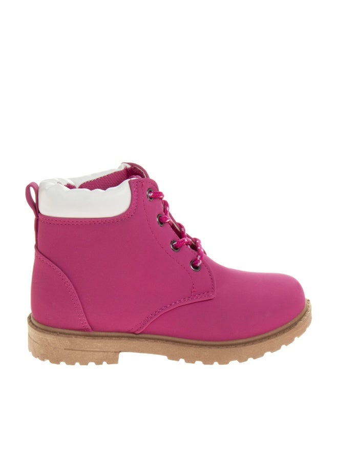 Josmo Kids Hiking Outdoor Waterproof Lace-up Comfort Outdoor Construction workboots, Fuchsia (6 Medium Toddler) - Image 1