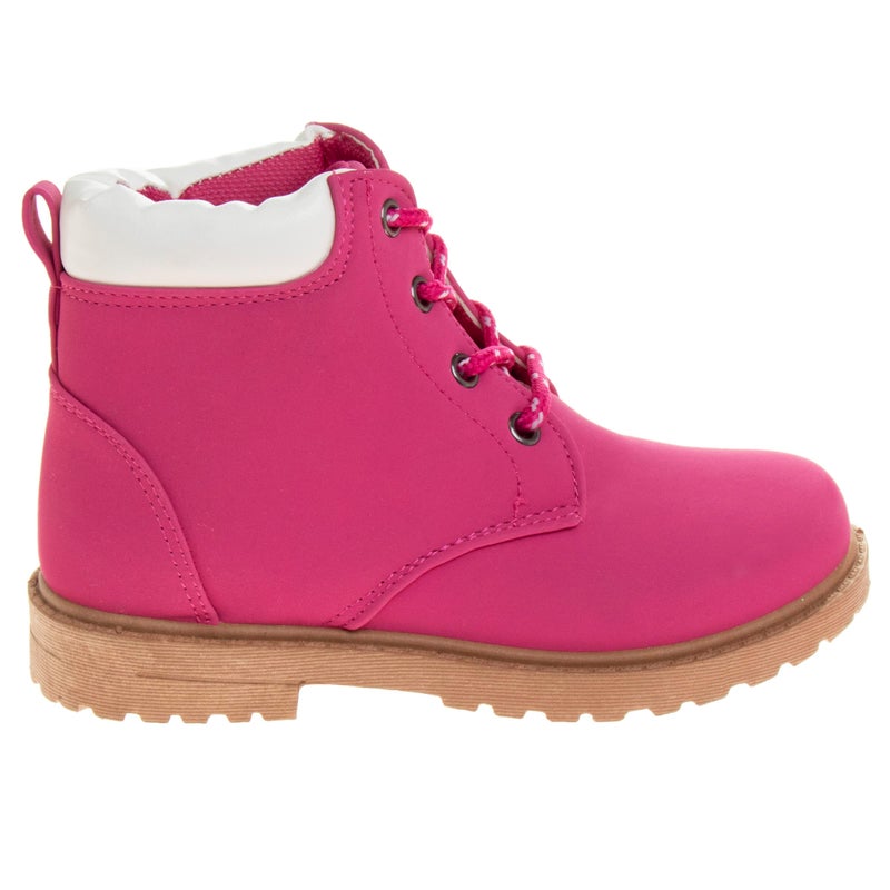 Josmo Kids Hiking Outdoor Waterproof Lace-up Comfort Outdoor Construction workboots, Fuchsia (6 Medium Toddler) - Image 2