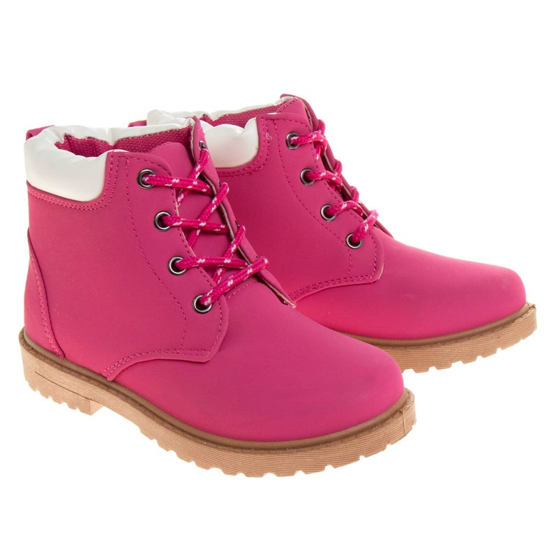 Josmo Kids Hiking Outdoor Waterproof Lace-up Comfort Outdoor Construction workboots, Fuchsia (6 Medium Toddler) - Image 5