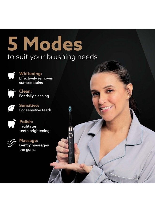 AGARO - Cosmic Plus Max Sonic Electric Tooth Brush For Adults With 5 Modes 7 Brush Heads 1 Interdental Head Carry Case And Rechargeable With 4 Hours Charge Lasting Up To 25 Days Power Toothbrushblack - Image 1
