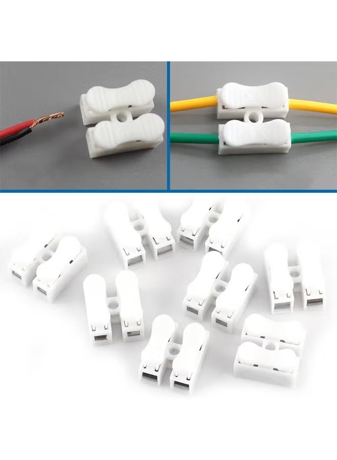 100pcs 2-Pin Push Quick Wire Cable Connectors, 5A 220V Spring Clamp Terminals with Copper Conductor for Lighting and Electrical Wiring - Image 3