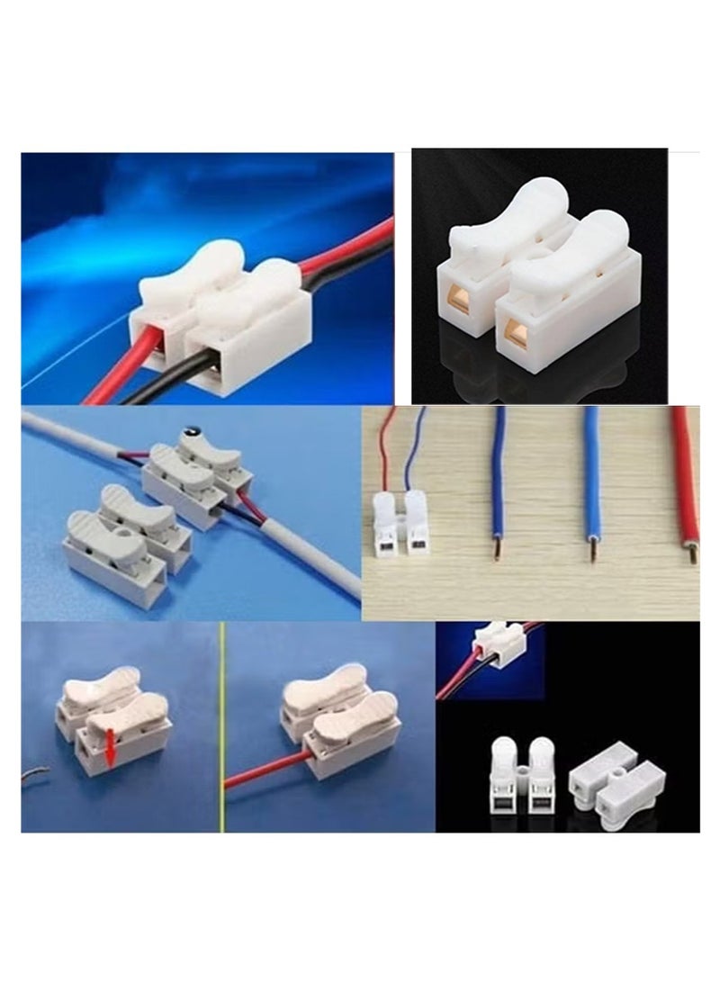 100pcs 2-Pin Push Quick Wire Cable Connectors, 5A 220V Spring Clamp Terminals with Copper Conductor for Lighting and Electrical Wiring - Image 4