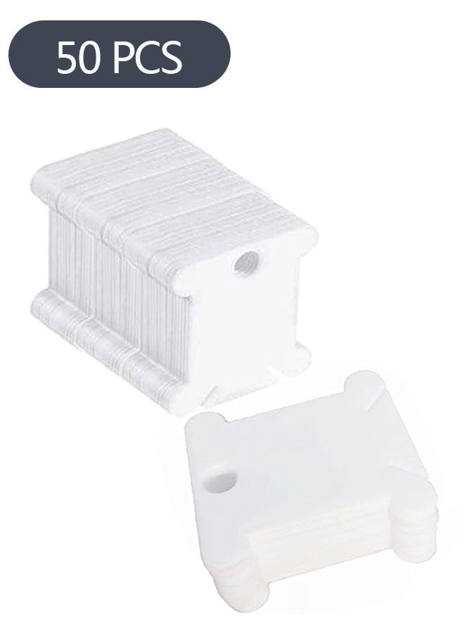50 Pieces Plastic Floss Bobbins for Cross Cotton Thread Craft DIY Sewing Storage，Thread Organizer Holder，Embroidery Thread Cards Cross Stitch Bobbin，White  - Image 1