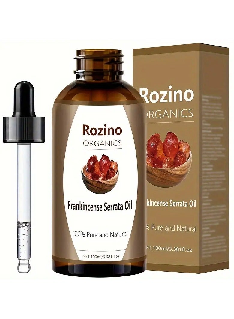 Rozino 100ml ROZINO Frankincense Essential Oil - Adult, Hypoallergenic, Moisturizing for All Skin Types, Glycerin-Infused, Ideal for Massage, Shower, Hair & Nail Care, Nail Care Essentials|Amber Glass Bottle|Natural Supplements - Image 1