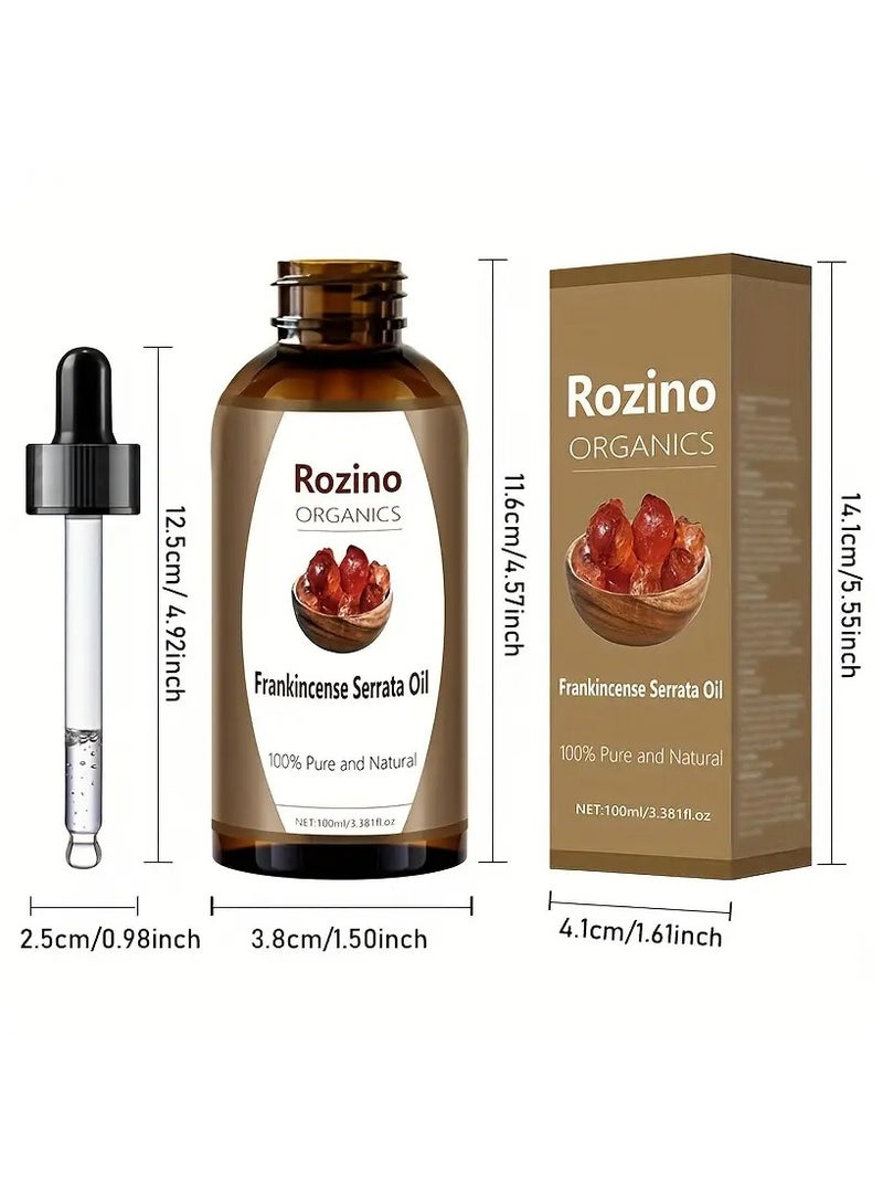 Rozino 100ml ROZINO Frankincense Essential Oil - Adult, Hypoallergenic, Moisturizing for All Skin Types, Glycerin-Infused, Ideal for Massage, Shower, Hair & Nail Care, Nail Care Essentials|Amber Glass Bottle|Natural Supplements - Image 2