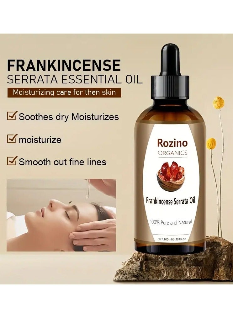 Rozino 100ml ROZINO Frankincense Essential Oil - Adult, Hypoallergenic, Moisturizing for All Skin Types, Glycerin-Infused, Ideal for Massage, Shower, Hair & Nail Care, Nail Care Essentials|Amber Glass Bottle|Natural Supplements - Image 3