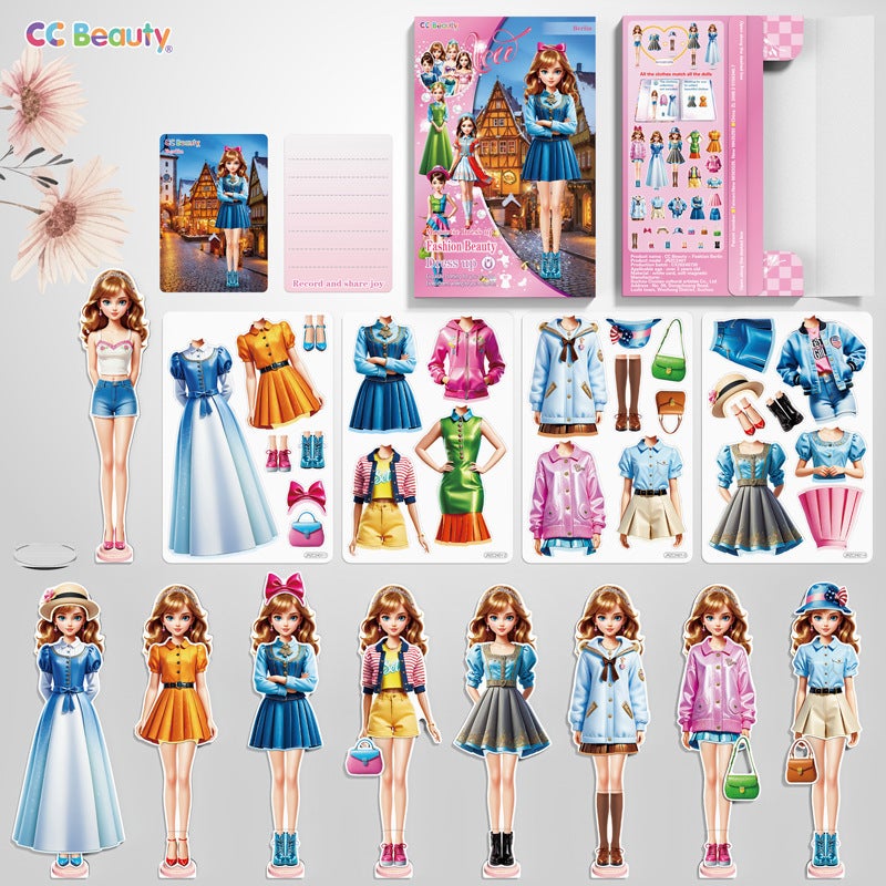 Baby Princess Magnetic Dressing Stickers Can Be Repeatedly Pasted With Clothes Sticker Book Children Girl Toy Doll Puzzle - Image 1