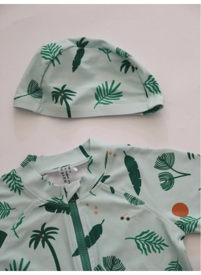 Generic Children's One Piece Swimsuit Baby Swimsuit One Piece Surfing Suit Baby Swimming Pool Kids Swimsuit With Swim Cap - Image 4