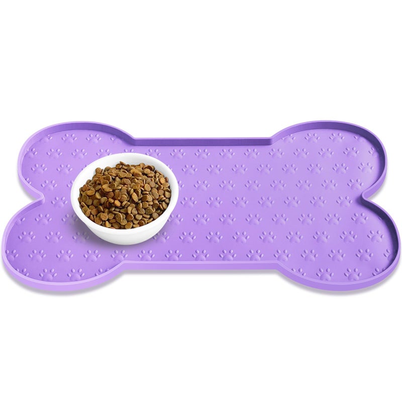 PWTAA Dog Food Mat Anti-Slip Silicone Dog Bowl Mat Thicker Pet Placemat Waterproof Cat Feeder Pad with Raised Edge Puppy Kitten Feeding Mats Suitable Small Medium-Sized Dogs Cats Eating Tray - Image 1