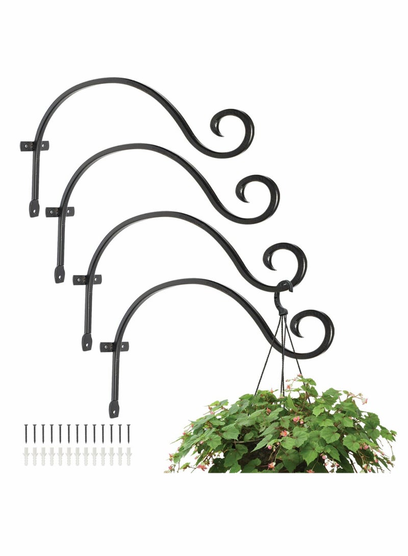 Hanging Brackets, Wall Mount Bird Feeder Hanger, Plant Hook, with Screws Metal Hangers, for Outdoor Lanterns Wind Chimes Feeders, 4 Pack 12 Inches - Image 1