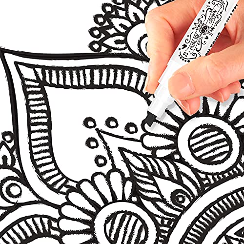 CHALKY CROWN Liquid Chalk Marker Pen - Dry Erase Marker - Chalk Markers for Chalkboard Signs, Windows, Blackboard, Glass - 6mm Reversible Tip (Black, 5 Pack) - Image 4