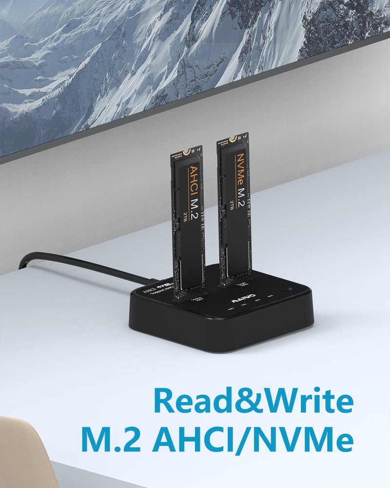 MAIWO ناسخ SSD NVMe MAIWO MacBook AHCI (مفتاح M مفتاح B&M) ، محطة إرساء استنساخ M.2 USB3.2 Type-C بسرعة 20Gbps ، متوافقة مع SSD M.2 2230/2242/2260/2280 ، تدعم وظيفة الاستنساخ غير المتصل بضغطة زر واحدة (K3016P2+)  - Image 3