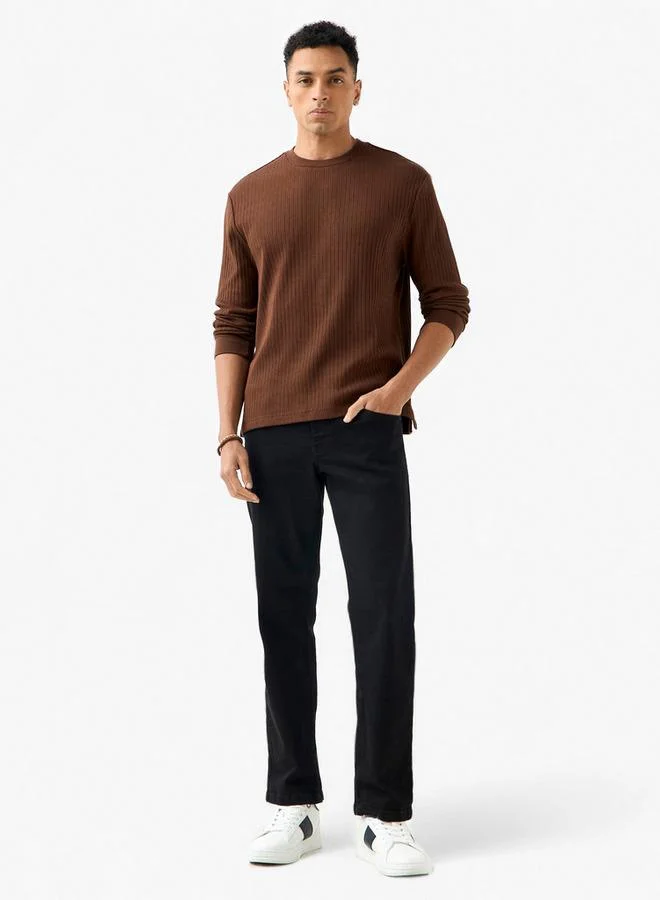 سبلاش فيڤ تي شيرت رجالي بقصة عادية وياقة دائرية وأكمام طويلة مضلع