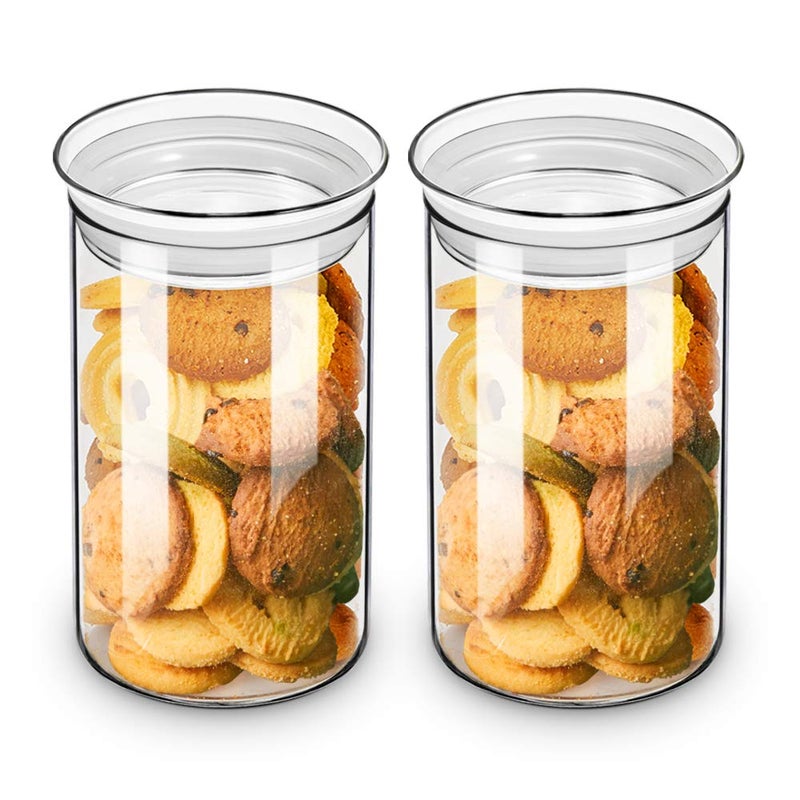 ZENS 37oz Glass Jars Set of 2, Clear Glass Kitchen Canisters with Airtight Lids, Wide Mouth Glass Storage Containers for Cereal, Coffee Beans, Loose Tea - Image 1