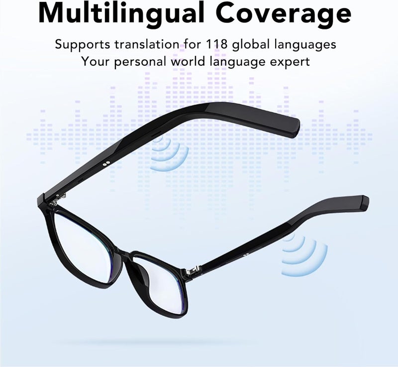 AI Translation Smart Glasses, Real Time Translation Glasses for Men Women with 118 Language, BT 5.3, Integrated Lenses, Noise Cancelling for Travel, Business, Meetings - Image 3
