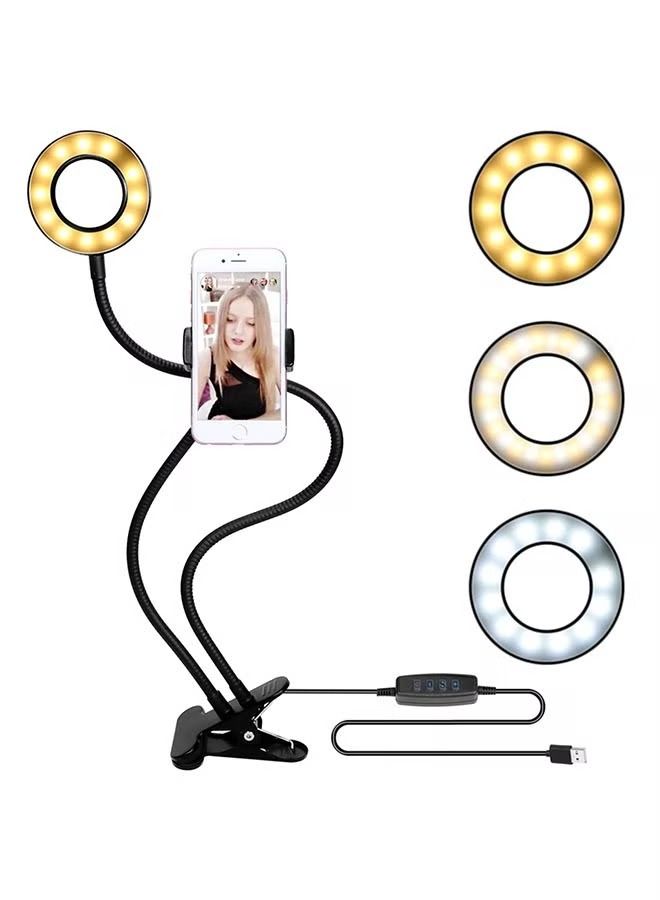 Phone Holder With Selfie Ring Light Fill Flash Light Black  - Image 2