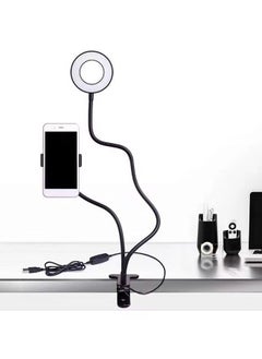 Generic Phone Holder With Selfie Ring Light Fill Flash Light Black  - Image 3